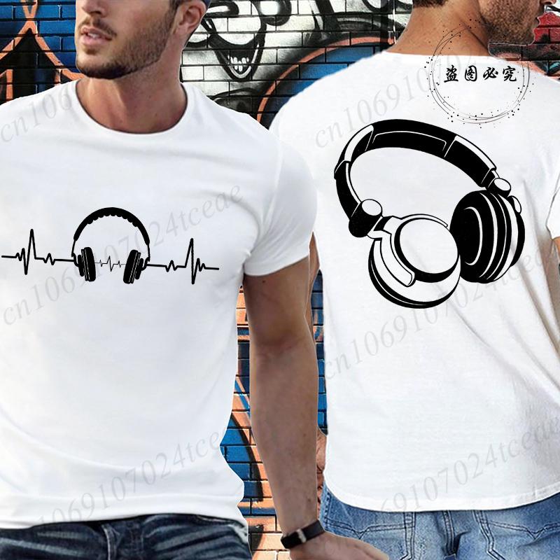 Music Dj Fashion T Shirt Men Women Headphone Music Lover Print Tshirt Short Sleeve Round Neck Men Casual Summer Fashion T-shirt