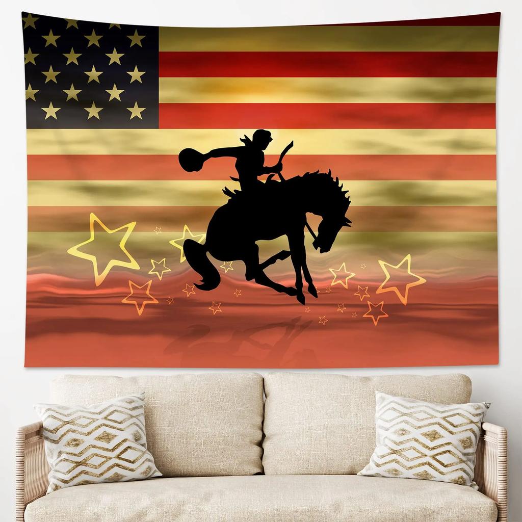 Western Cowboys Tapestry Wall Hanging Ranch Wild West Desert Landscape Tapestry Wall Decor for Bedroom Home Living Room Dorm