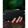 Unisex Leather Portfolio Card Holder Long Wallet with Phone Compartment Black