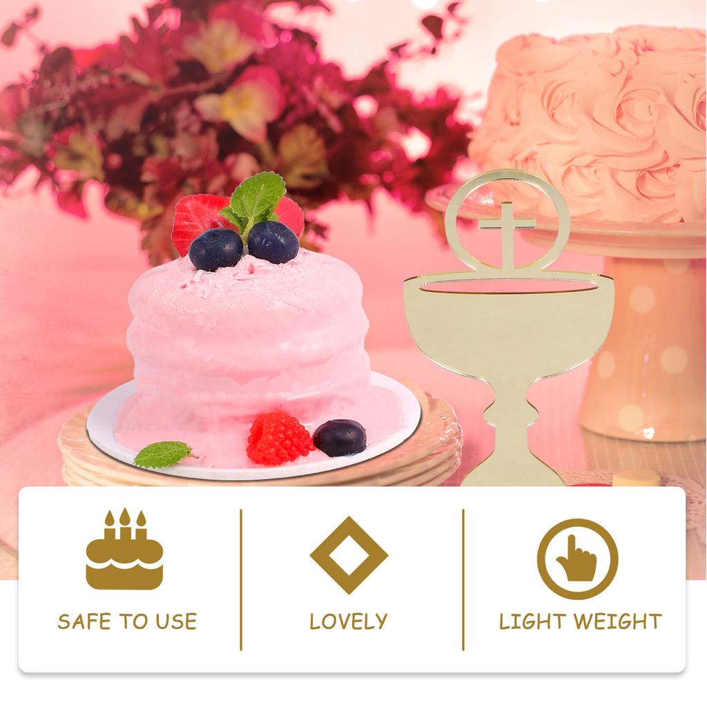 4Pcs Unique Cake Decorative Inserts Birthday Party Supplies Dessert Toppers Communion Baptism Cake Picks Photo Props
