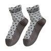 Women's Mesh Sheer Socks Heart Print Ruffle Ankle Socks Summer Ultra Thin Cool See Through Lace Socks