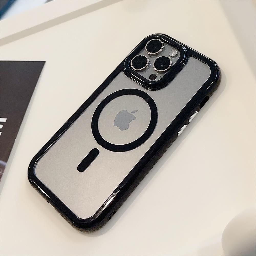 Кремовый Магнитный Акриловый Ударопрочный Чехол для iPhone Серии 11-16, Совместим с 15 Pro Max.