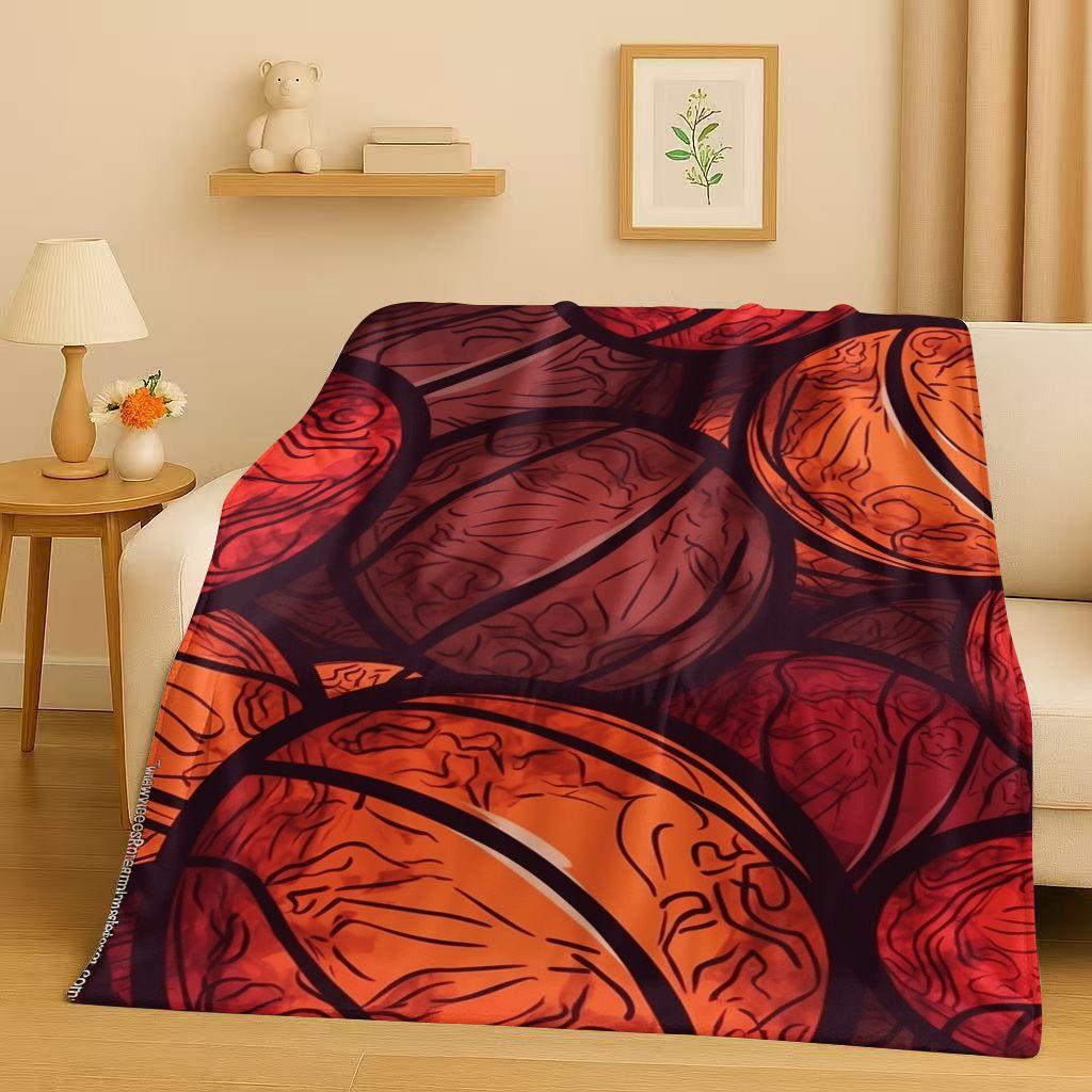 Classic Basketball Court Art Flannel Blanket,Ultra Soft Warm Plush Throw for Home Bedroom Bed Sofa Cover Travel Camping Gift