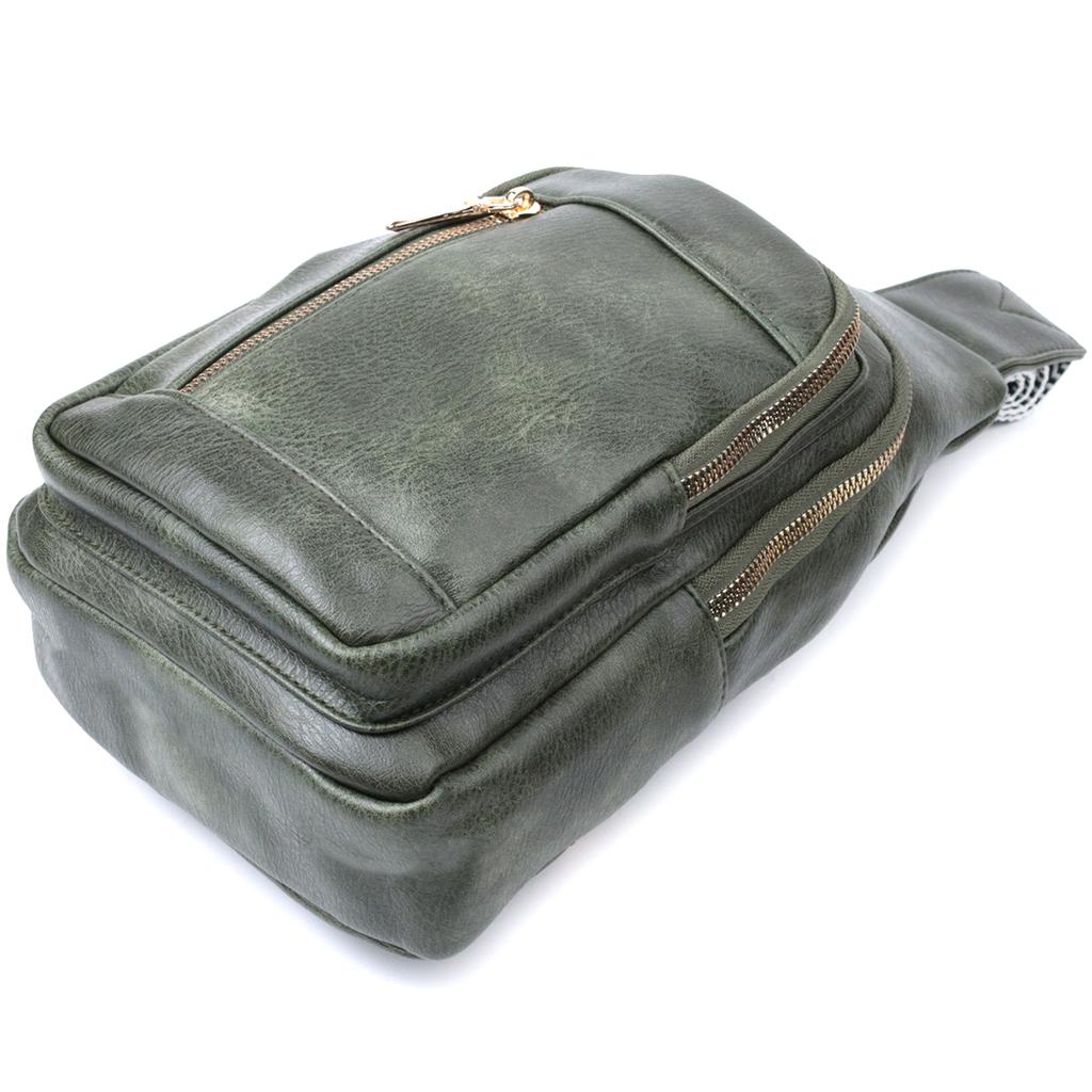 Стильная сумка-слинг для женщин из экокожи VINTAGE Bag 22745 Зеленый