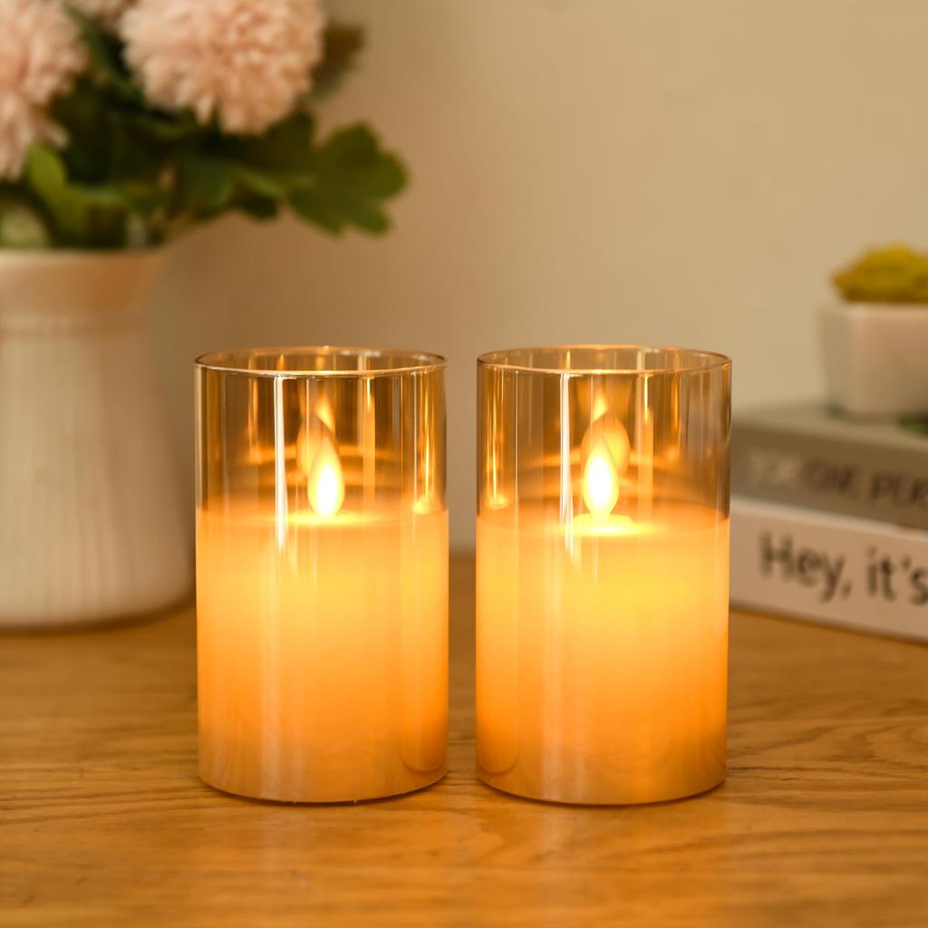 Светодиодная свеча AnnTec LED LED золотистого цвета, которая мерцает как настоящий теплый цвет без использования энергии, поставляется со специальным пультом дистанционного управления яркостью USB LED свеча, стекло,