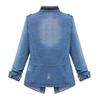 Women's Long Sleeve Stand Collar Zipper Autumn and Winter Denim Jacket