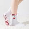 Breathable Pilates Socks Cotton Mid Tube Socks New Cherry Embroidery Socks