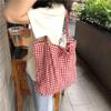 Canvas Bag Woman Casual Plaid Women Shopping Bag Cute Tote Handbags Cloth Double-sided Girls Frenum Shoulder Bags