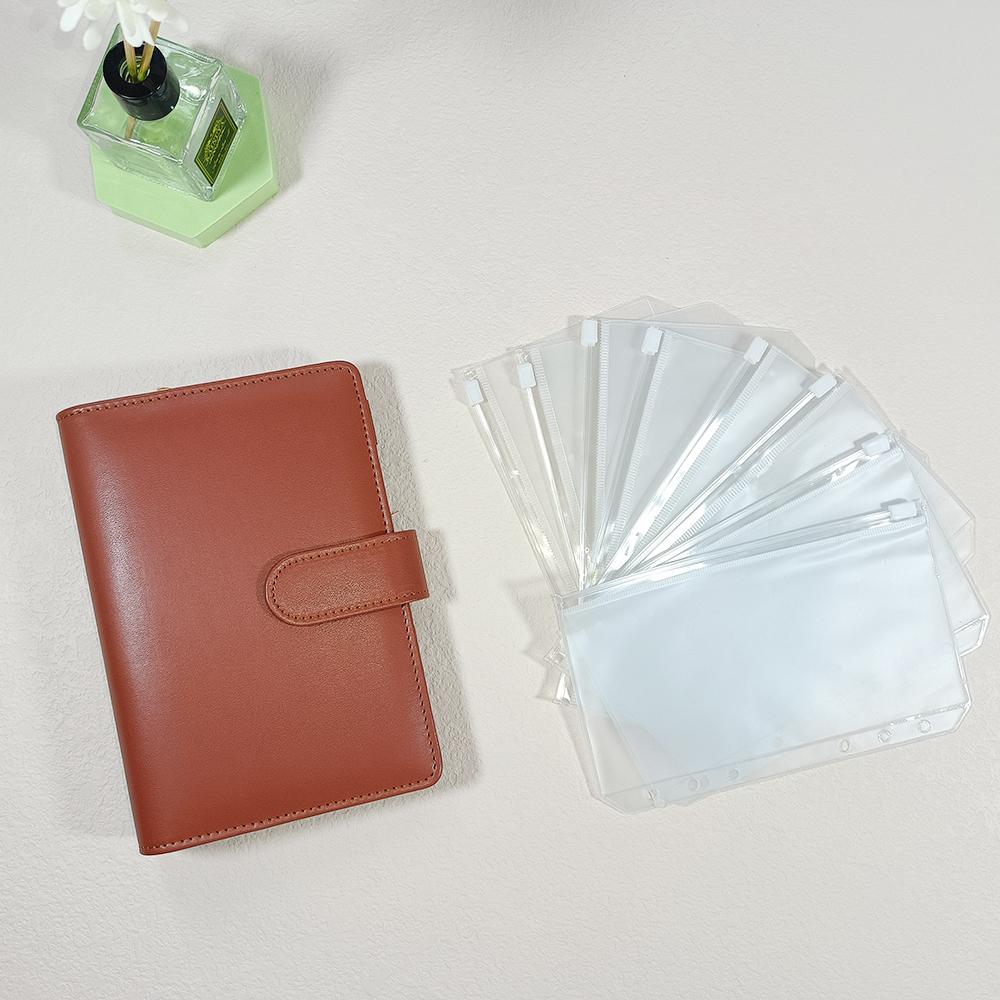 Custom A6 Macaron Notebook Set Budget Binder Planner Spiral Style PU Leather Cover Plastic Cash Envelopes A5 Style