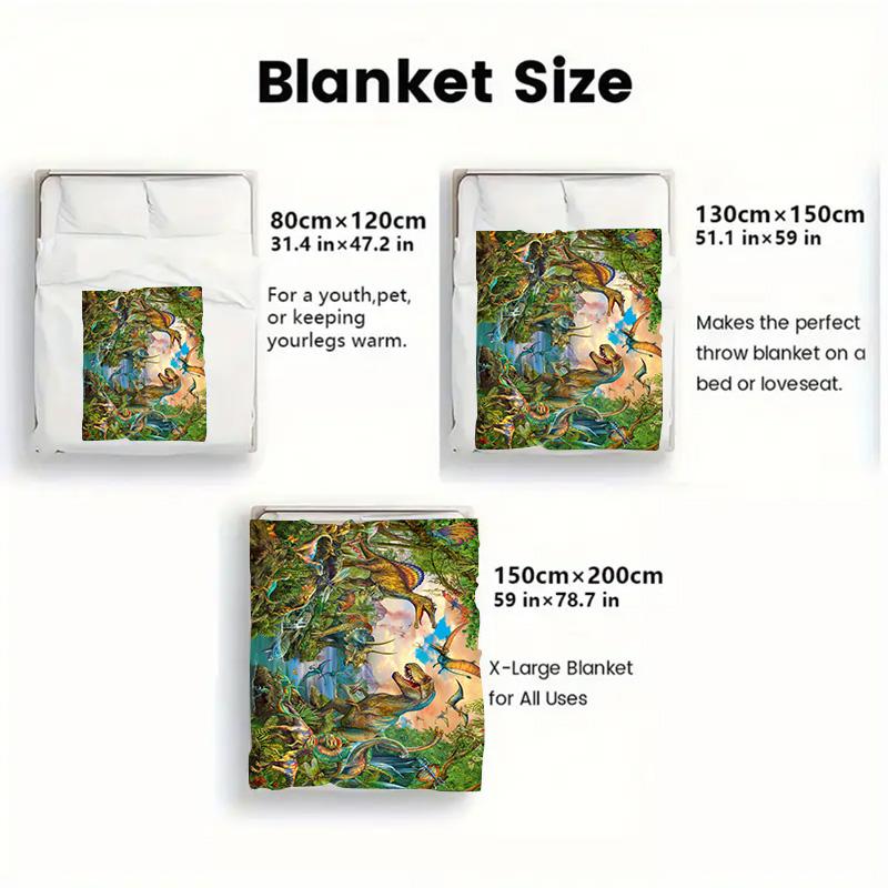 Jurassic Dinosaurs 2D Flat Pattern Flannel Blanket High quality All Seasons Warmth and Comfort Perfect for Christmas Gifts.MMT0918500