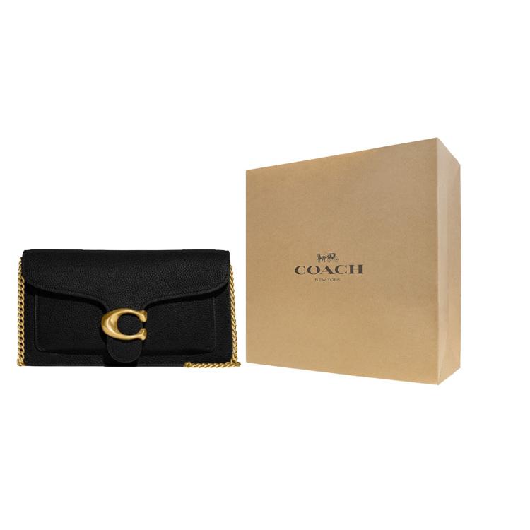 New COACH Chain Cow Leather One Shoulder Crossbody Clutch Trumpets Women's Black CE772-B4BK