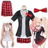 Anime Danganronpa Enoshima Junko Cosplay Uniform Cafe Work Clothes Short Skirt Double Tail Braid Wig Halloween Carnival Costumes
