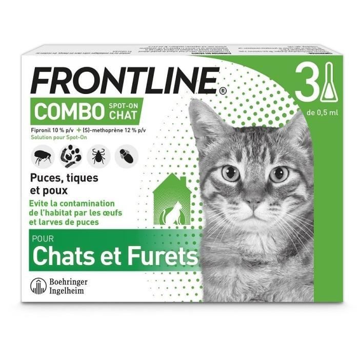 Frontline Combo чат - Средство от блох и клещей для кошек - 3 пипетки
