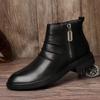 High Quality Men's Ankle Boots Genuine Leather Man Business Shoes Side Zipper Chelsea Boots Luxury Brand Warm Winter Ankle Shoes