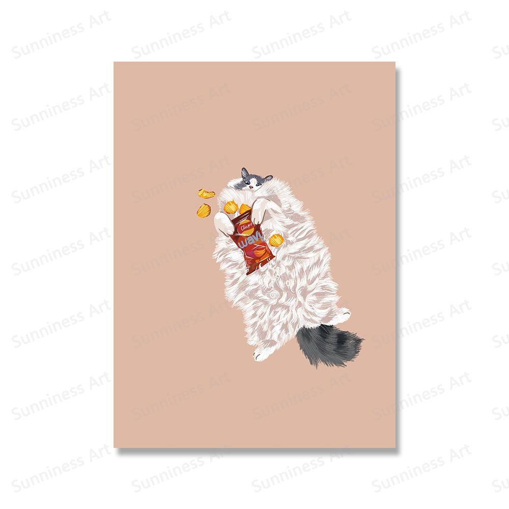 Забавный кот со вкусом шампанского, ленивое лето, холст, картина для любовника кошек, подарки, кухонная настенная художественная картина для гостиной, домашний декор, постер