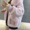 Women's Autumn and Winter Plus Size Velvet Short Hooded Hair Collar Zipper Outer Wear Loose Casual Warm Elegant Outerwear