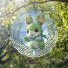 Rotating Wind Chime Snow Green Rabbit 3D Metal Yard Spinner Kinetic Wind Art Garden Ornament Large Infinite Rotating Outdoor Decoration Gift