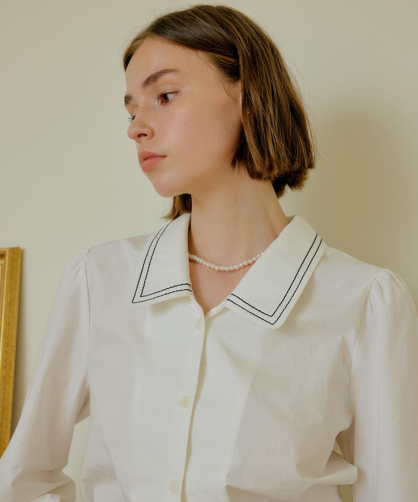 YUPPE Color Stitch Shirt_White