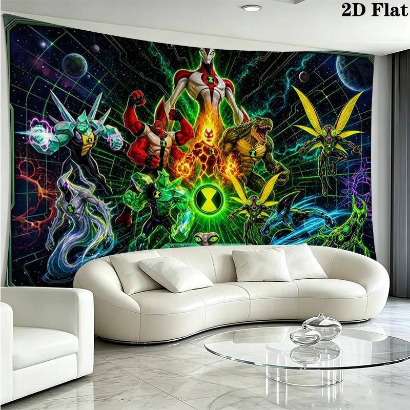 ben 10 Wall Tapestry Aesthetic Wall Hanging Printed Fabric Blanket Decorative Tapestries for Bedroom Living Room Home Decor