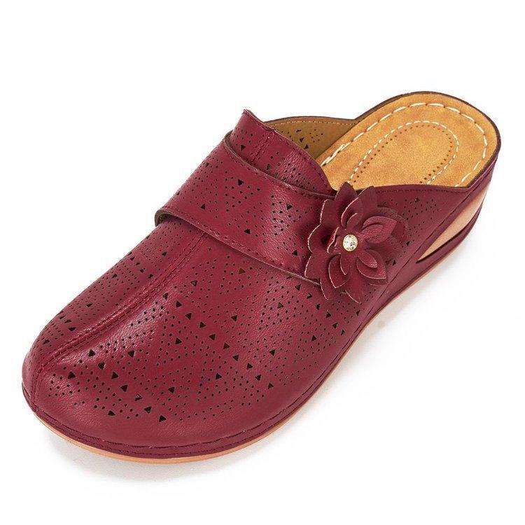 Summer foreign trade new 2025 Baotou flower slope heel women's sandals European and American large size hollow sandals women's tide