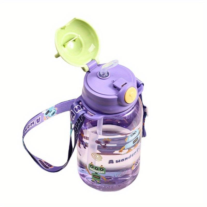 Cute Cartoon Plastic Water Cup With Straw Cup Summer Portable Sports Water Bottle For Outdoor Camping Travel Universal Drinkware