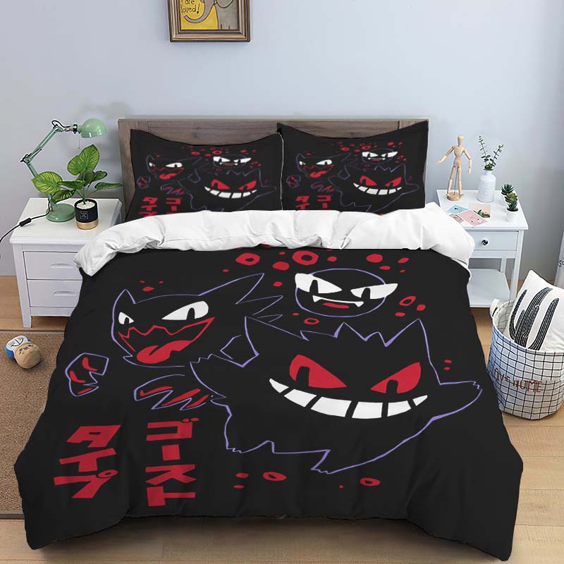 This adorable Gengar cartoon bedding set—including a duvet cover and pillowcases—is the perfect choice for decorating your bedro