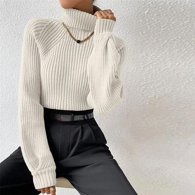 Женский теплый эластичный свитер с высоким воротом, модный повседневный облегающий трикотажный пуловер, осенне-зимний однотонный трикотаж с длинными рукавами