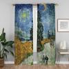 Halloween Decoration Van Gogh Home Interior Curtains for Camera Partition Blackout Curtains 2 Pieces Living Room Curtain Shades