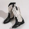 Vintage Slip On Women Western Cowgirl Boots Fashion Elegant Embroidery Shoes Thick Heel Women's Modern Mid Calf Booties