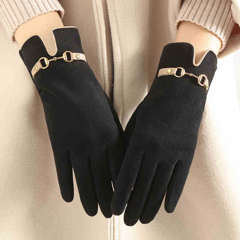 Перчатки Женские Зимние Бархатные Холодные Теплые Перчатки для Верховой Езды Вождения Сенсорный Экран Новые Перчатки
