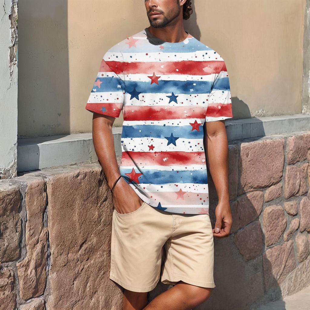 Летняя мужская популярная футболка с круглым вырезом и коротким рукавом с принтом