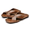FashionGenuine Leather Mens Sandals Soft-Soled Male Summer Footwear Casual Beach Slippers Breathable Men Slides Leisure Walk Half Drag