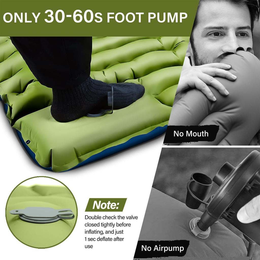 Надувной коврик для кемпинга, сверхлегкий коврик для кемпинга, подушка с ножным насосом, надувной спальный коврик, компактный коврик для кемпинга, походная палатка,