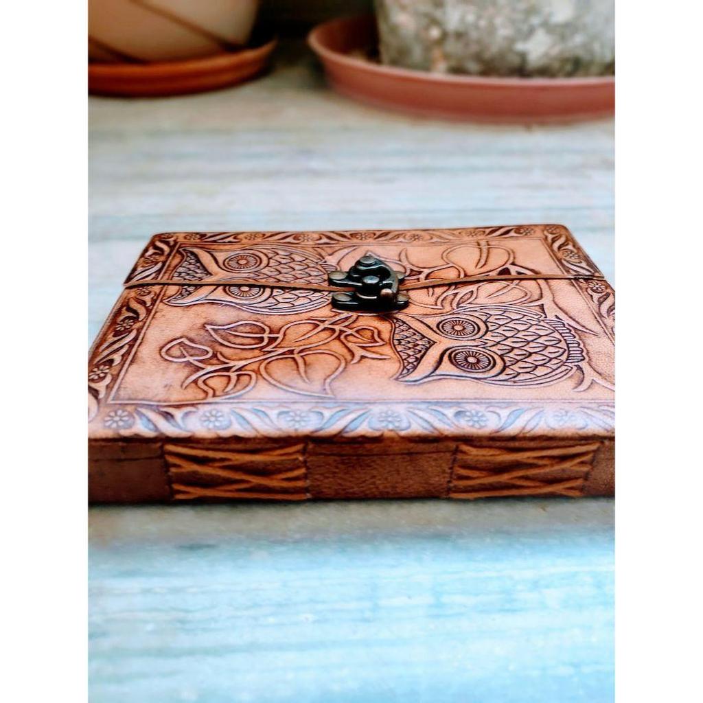 Журнал в кожаном переплете с тиснением совы и замком, кожаный блокнот ручной работы Журнал без подкладки Дневник путешествий Журнал среднего размера с замком Необычный дневник