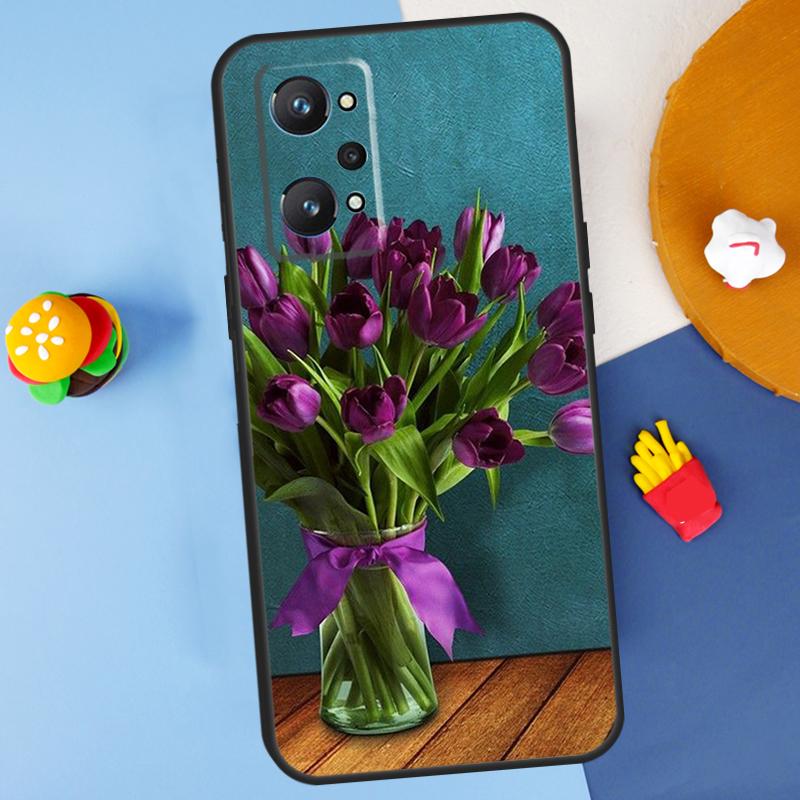 Spring Tulips Flower For Realme C55 C67 C61 C75 C53 C51 C21Y C25S GT 6 6T 5 GT7 Pro 10 11 12 13 14 Pro Plus Case