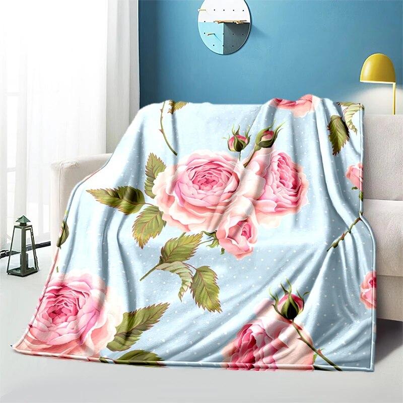 Мягкий плюшевый диван-кровать с цветком розы, тонкие одеяла для пикника с героями мультфильмов, современное фланелевое одеяло Gedruckt Bettdecke Geschenk