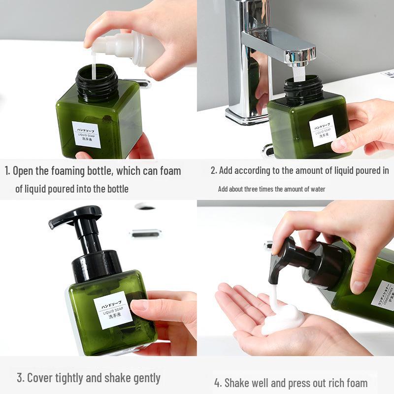 Plastic Square Foam Pump Bottle for Hand Soap, Shower Gel, and Mousse