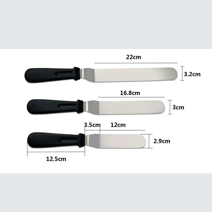 Цветная коробочная лопатка для торта из нержавеющей стали Набор из трех предметов Выпечка Изогнутый нож для поцелуев Лопатка для крема