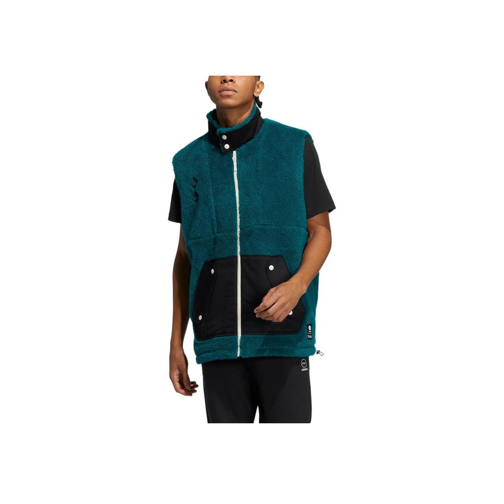 Adidas Neo Logo Print Zip-Up Stand Collar Sleeveless Vest Men Vests Blue HZ2435