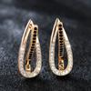 Creative White Crystal Black Zircon Earrings for Women Luxury Gold Color Clip On Earrings Wedding Party Jewelry