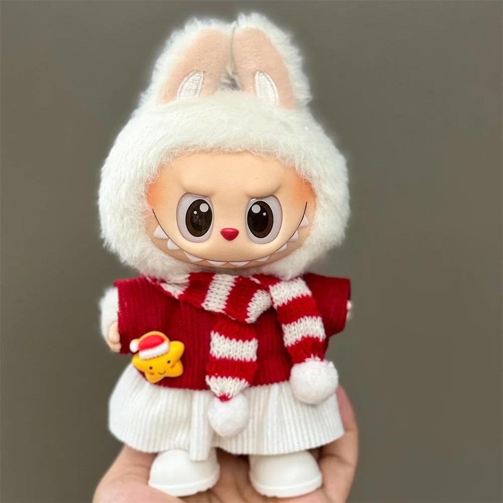 Одежда для кукол 15-17 см Labubu Одежда Шапка Счастливого Рождества Шарф Набор Лось Снеговик Мини Плюшевый Аксессуар для Куклы Новогоднее Платье Подарок