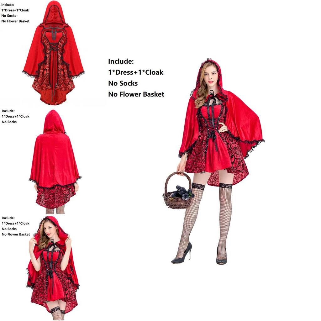 Готичный костюм Красной Шапочки без рукавов с плащом для Хэллоуина, косплея и вечеринок
