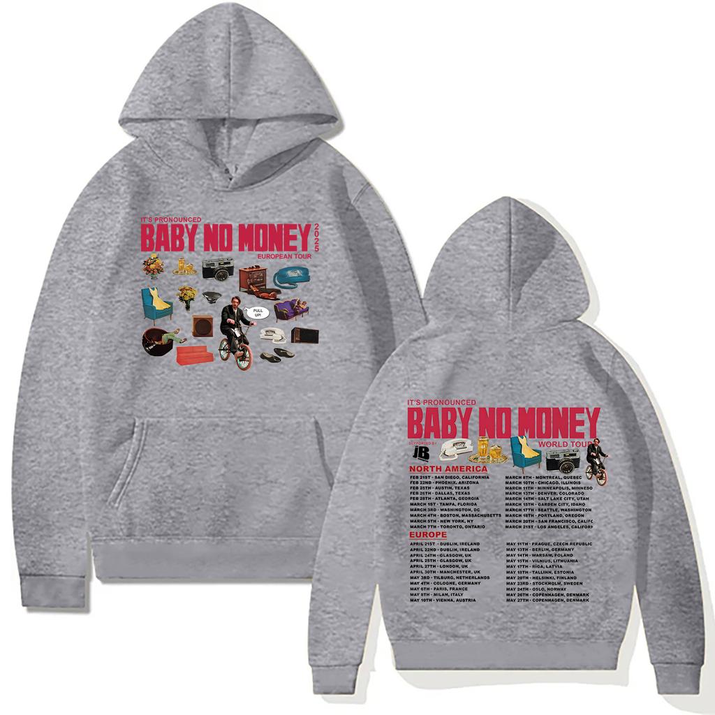 Bbno$ Новые толстовки It's Pronounced Baby No Money European Tour 2025 Толстовка Мужская Женская Пуловеры Harajuku Креативная Осенняя Одежда