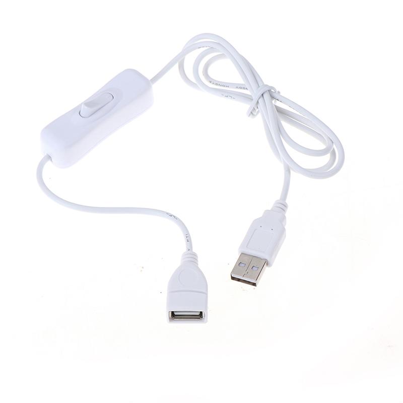 Белый USB-кабель длиной 1 метр с переключателем включения/выключения для ламп и вентиляторов