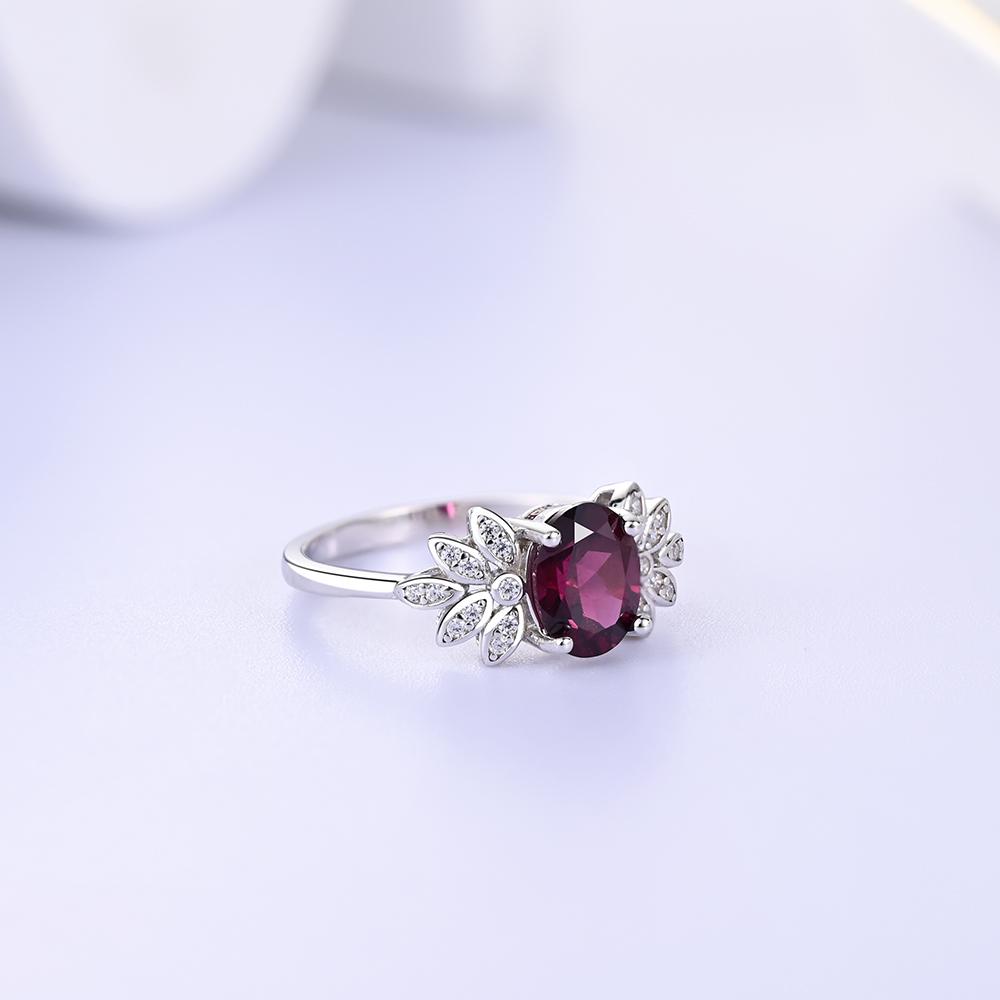 Модный комплект из серег и кольца с натуральным родолитовым гранатом, стерлинговое серебро 925 пробы, легкий роскошный подарок на день рождения для женщин и девушек