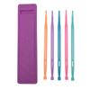 5 Pcs Belt Threading Tool Plastic Elastic Band Threader with Purple Felt Storage Bag