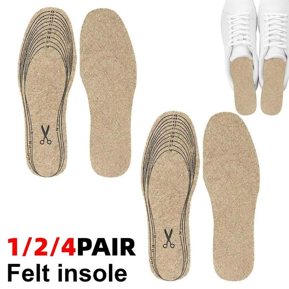 1/2/4 Pairs Soft Plush Wool Felt Insoles Heat Pad Winter Warm Shoes Cushion  Keep Foot Warm