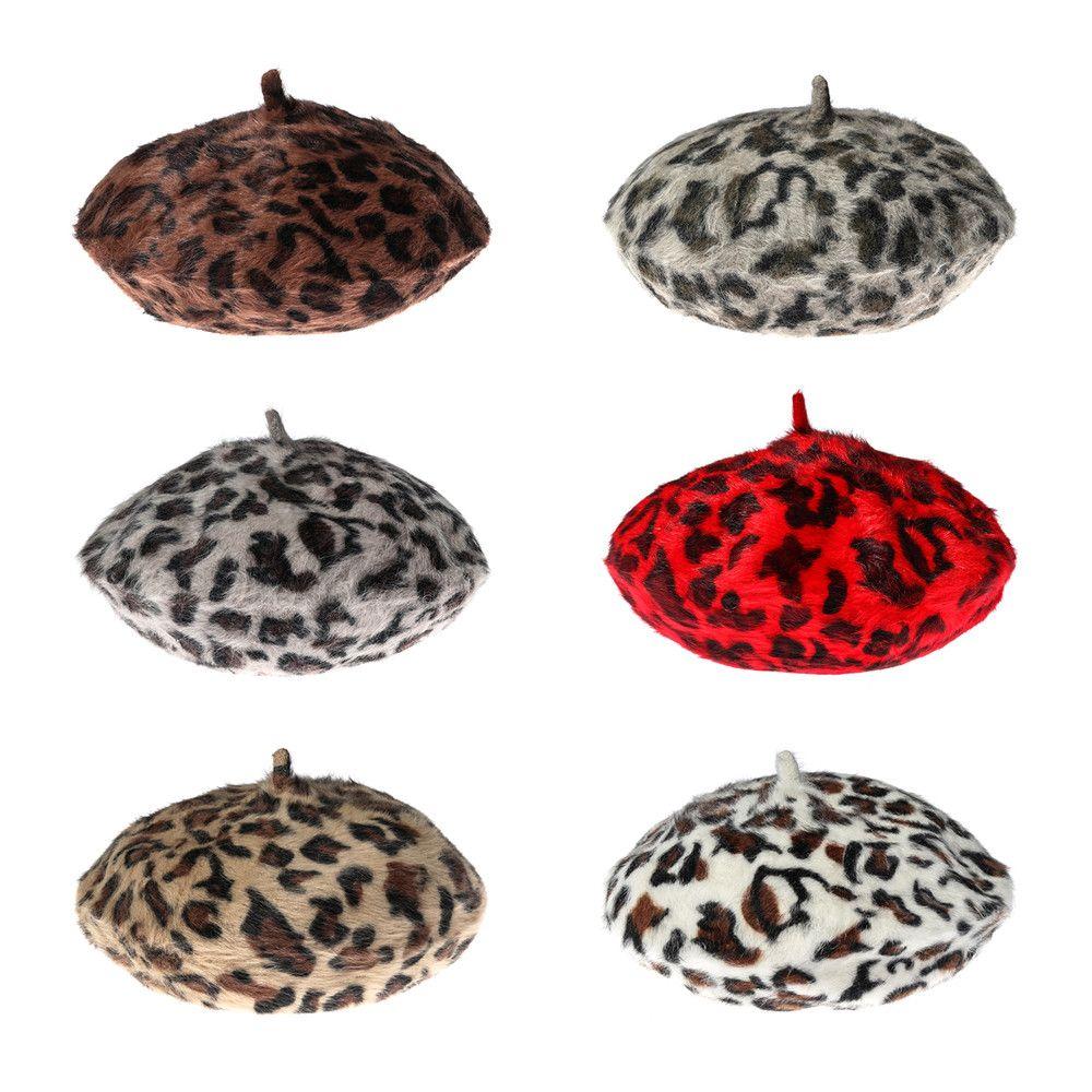 Fashion Beanie Hat Soft French Hat Beret Leopard Print Hat Berets for Women