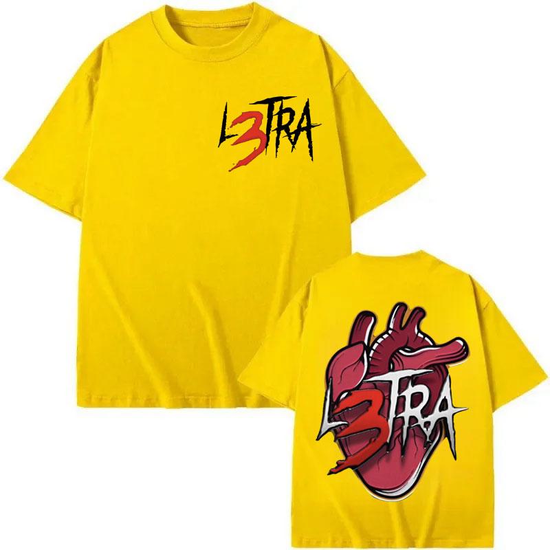 Hot Sale Rapper Luar La L Merch T Shirt Music Album L3TRA Double Sided Print Tshirt Men Women Clothing Fashion Hip Hop Tshirts