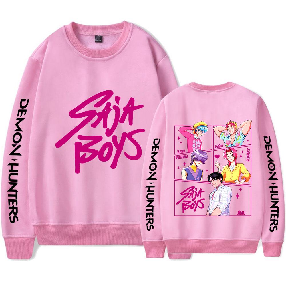 KPop Охотники на демонов Saja Boys Мультяшный Фильм Круглый вырез Длинный рукав Уличная одежда Мужчины Женщины Пуловер Толстовки